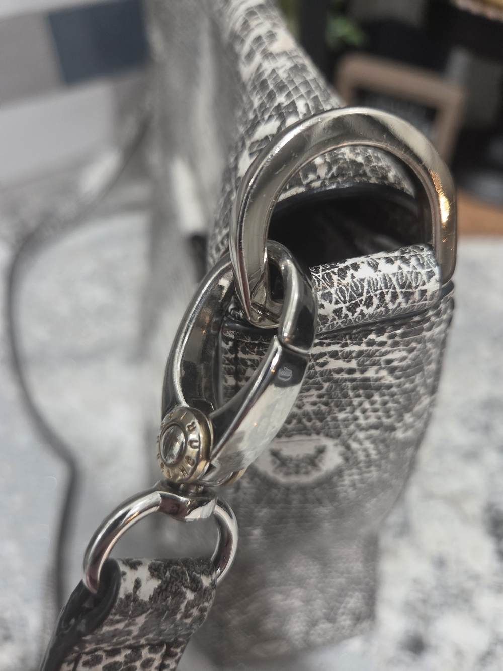 Henri Bendel Black & White Faux Snakeskin-Print Shoulder Bag - Picture 4 of 14